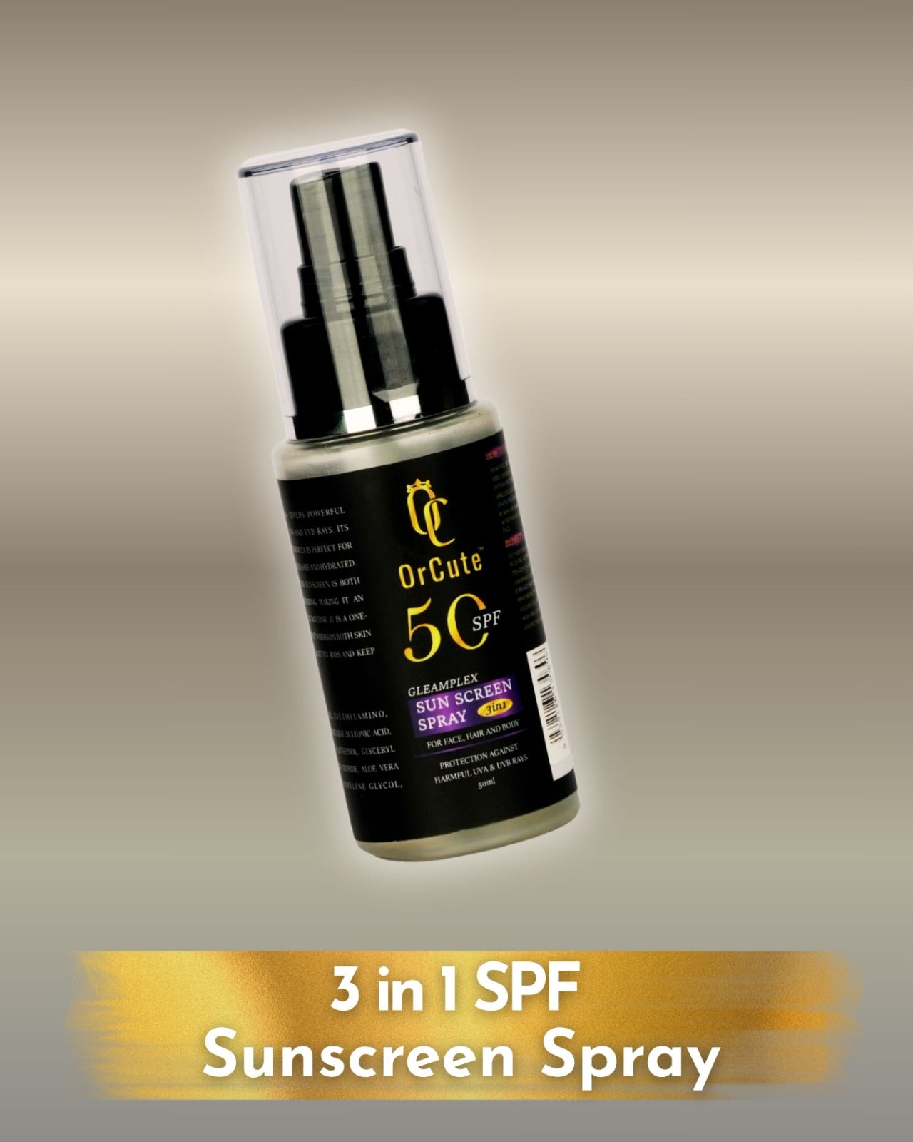 Gleamplex 3 in 1 Sunscreen SPF 50 PA++ spray for face, hair and body 50ml