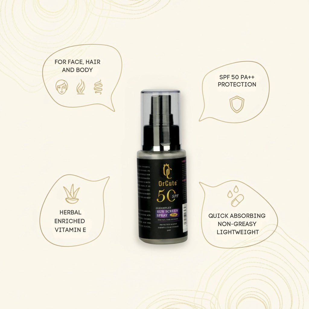 OrCute Gleamplex 3-in-1 Spray Sunscreen SPF 50+ (Face, Hair & Body)