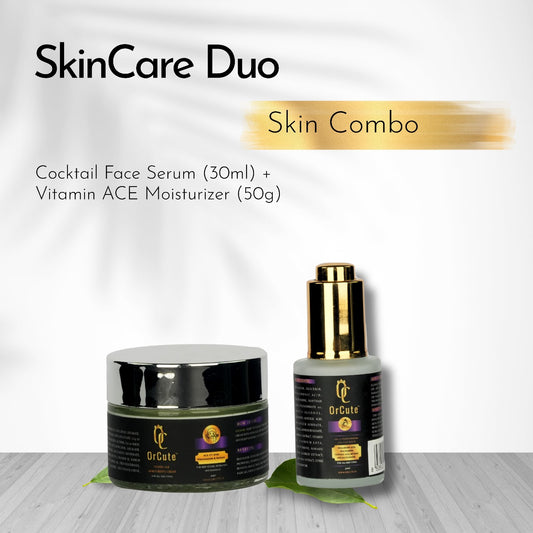 OrCute Skincare Duo Combo - Cocktail Face Serum (30ml) + Vitamin ACE Moisturizer (50g)