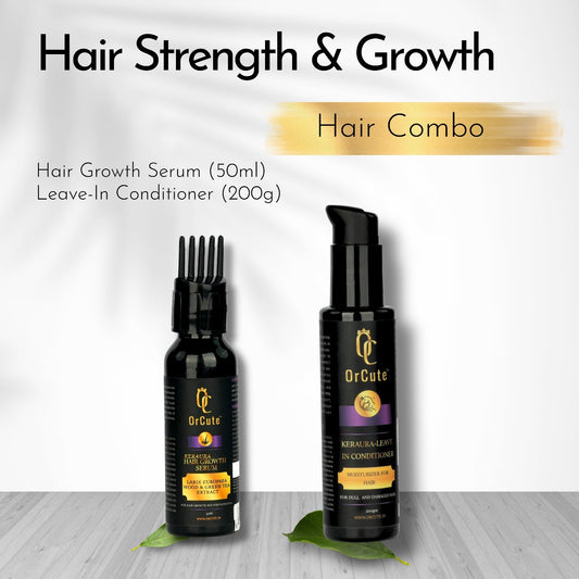OrCute Hair Strength & Growth Combo - Hair Growth Serum (50ml) + Leave-In Conditioner (200g)