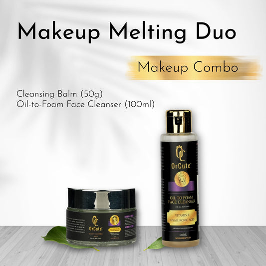 OrCute Makeup Melting Duo Combo - Cleansing Balm (50g) + Oil-to-Foam Face Cleanser (100ml)